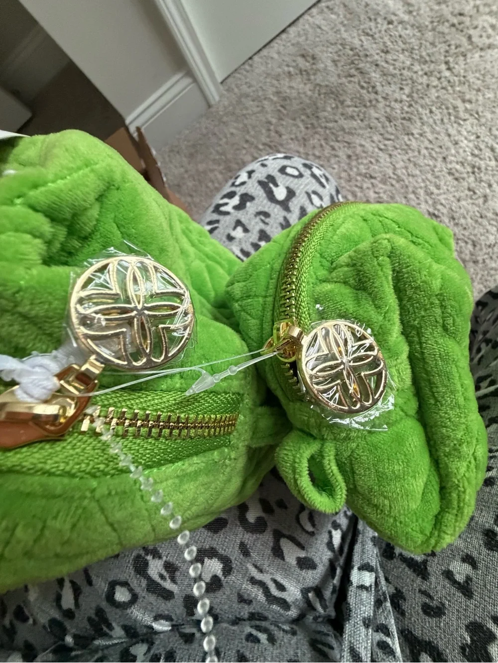 Lilly Pulitzer Gold Quilted Zipper Pouches, Cute Cosmetic Case for Women, Travel